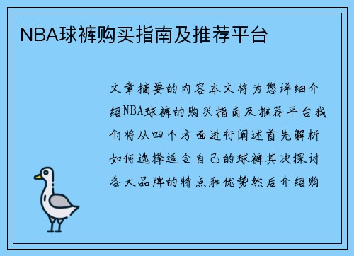 NBA球裤购买指南及推荐平台